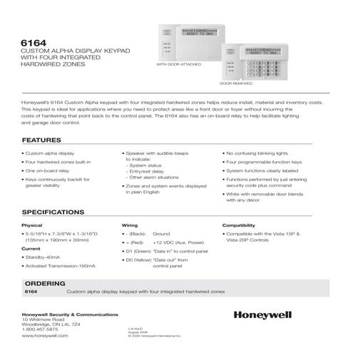 Honeywell 6164 us-data-sheet