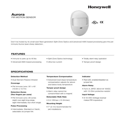 Honeywell aurora-data-sheet | PDF
