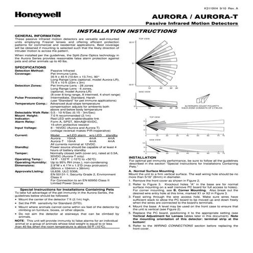 Honeywell aurora-install-guide | PDF