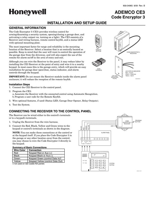 Honeywell Ce3 Install Guide