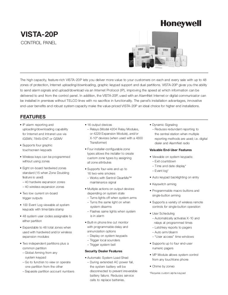 Honeywell vista20pdatasheet