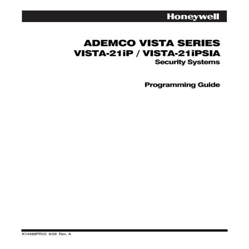 Honeywell Vista 21IP Programming Guide