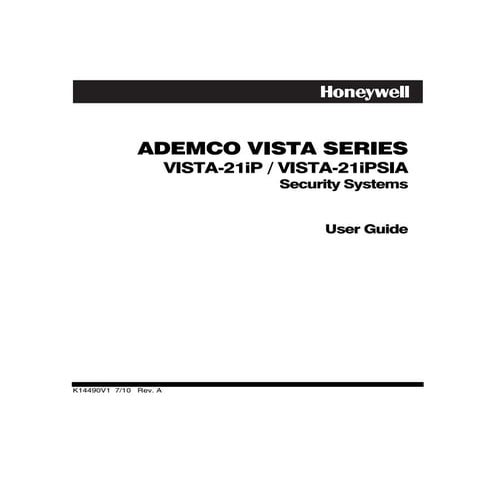 Honeywell Vista 21IP User Guide