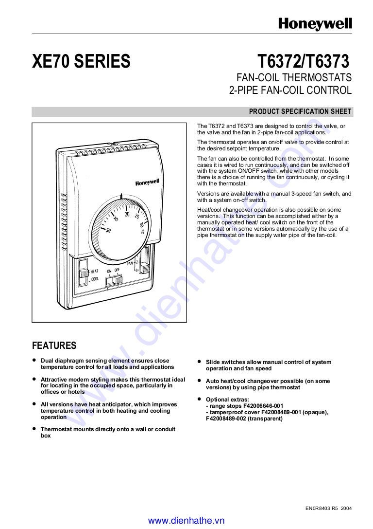 Honeywell catalog catalog thermostathoneywellt6373160919030444