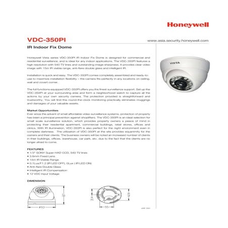 Honeywell ir dome vdc350pi