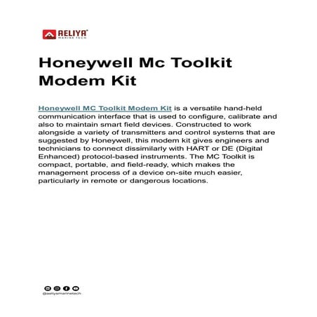 Honeywell MC Toolkit Modem Kit – Smart Communication Interface for ...