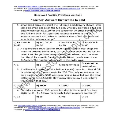 Honeywell practice problems  aptitude