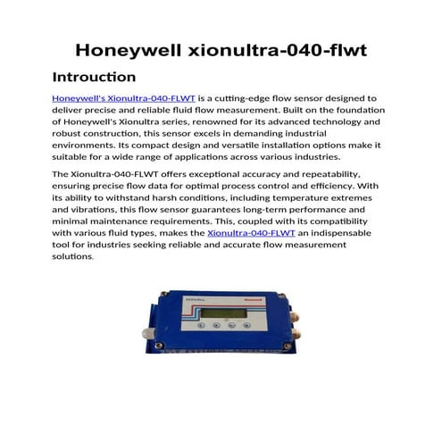 Honeywell XionUltra-040-FLWT Multi-Spectrum Flame Detector