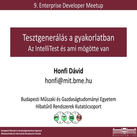 Tesztgenerálás a gyakorlatban - Az IntelliTest és ami mögötte van