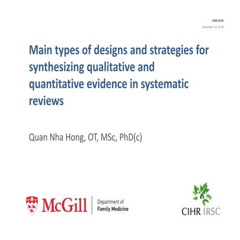 Main types of designs and strategies for synthetizing qualitative and quantit...