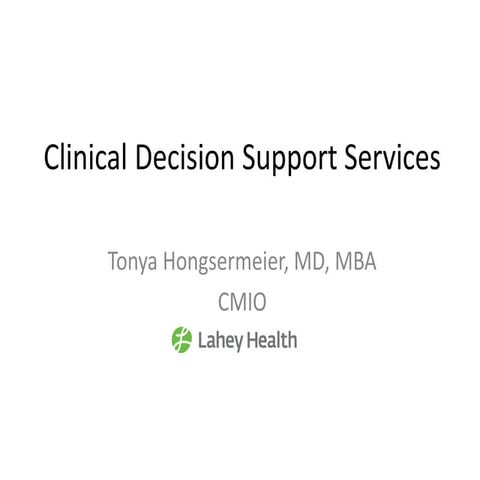 [Hongsermeier] clinical decision support services amdis final