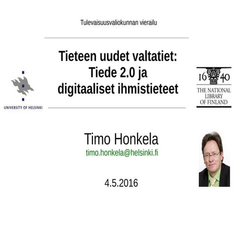 Timo Honkela: Tieteen uudet valtatiet