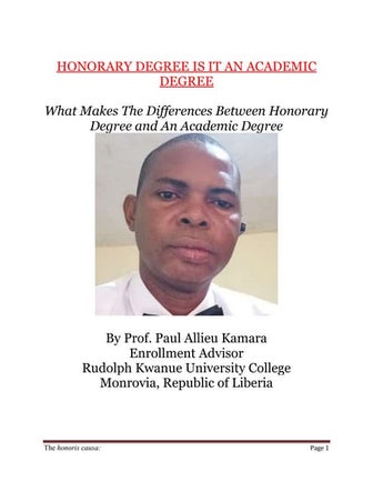 HONORARY DEGREE IS IT AN ACADEMIC DEGREE 