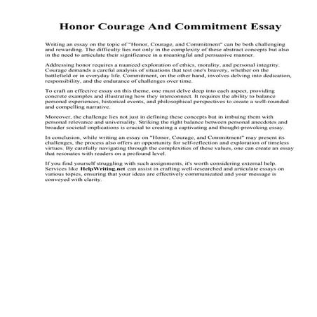 Honor Courage And Commitment Essay. Kingston University USA