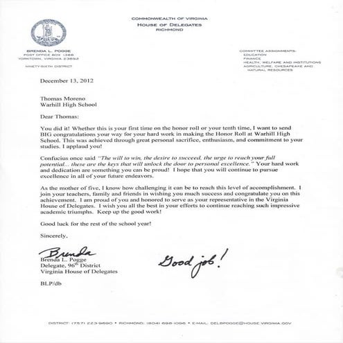 Thomas Moreno Honor roll 2013