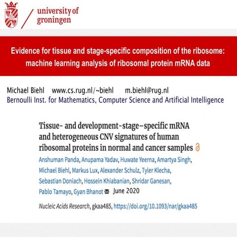Evidence for tissue and stage-specific composition of the ribosome