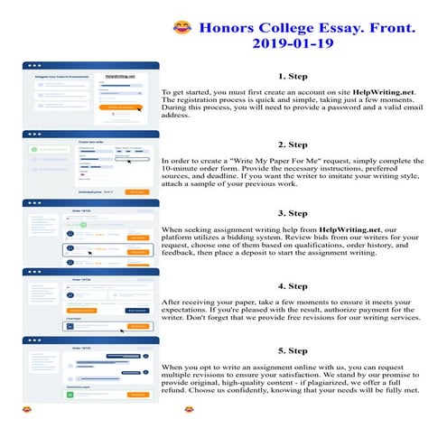 Honors College Essay. Front. 2019-01-19