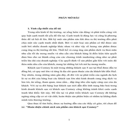 Hoàn thiện chính sách sản phẩm của khách sạn century 492686