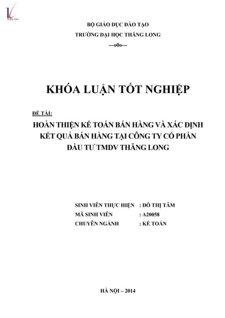 Hoàn thiện kế toán bán hàng và xác ...