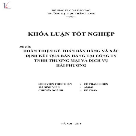 Hoàn thiện kế toán bán hàng và xác định kết quả bán hàng tại công ty thương m...