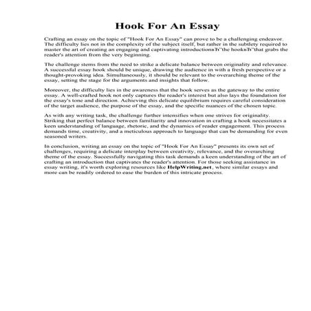 Hook For An Essay. Essay websites: Good essay hook