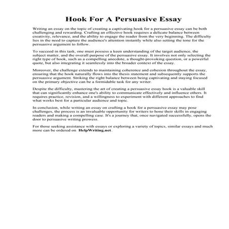 Hook For A Persuasive Essay. 017 Essay Example Hooks For Persuasive  Thatsnotus
