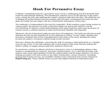 Hook For Persuasive Essay | PDF