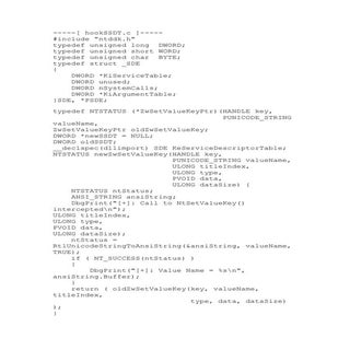 Código de HookSSDT.c