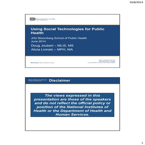 Using Social Technologies for Public Health, 2014