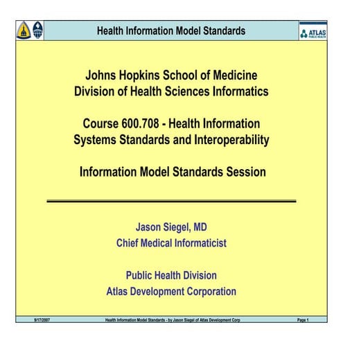 Public Health Information Model Standards