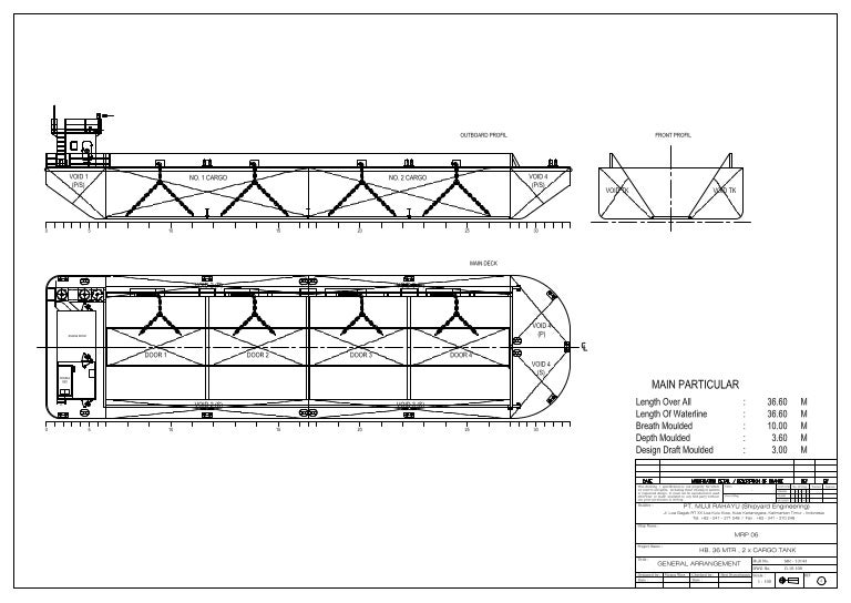 General Arrangement Hopper Barge 36,6 Meters MRP 06