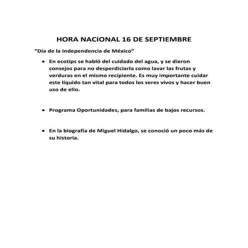 Hora nacional 16 sep