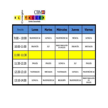 Horario 5ºA