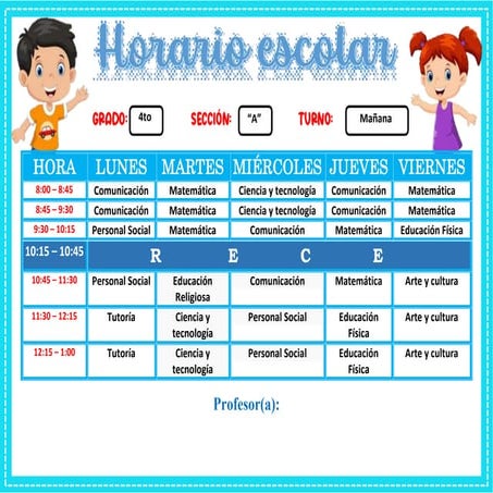 HORARIO.docx del caurto grado de primaria de