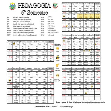 Horario  6º semestre