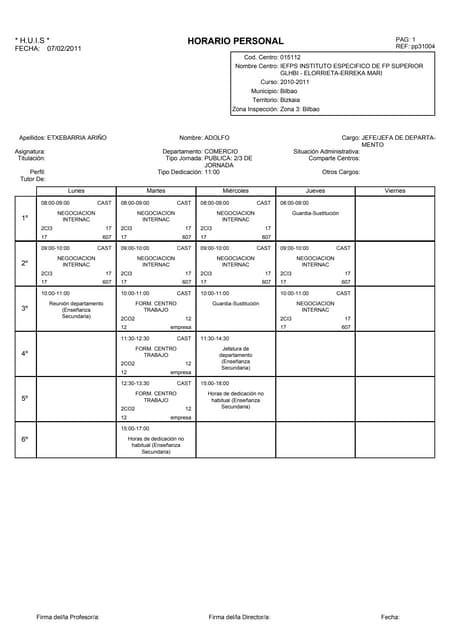 Horario del-profesorado