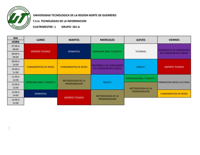 Horario grupo-101-a Tic