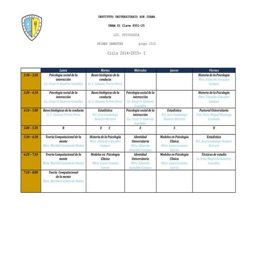 Horario 1° 2014 2015-i