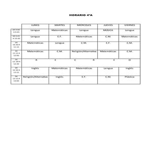 Horario 4ºa (1)