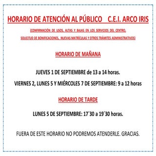 Horario de atención al público trám...