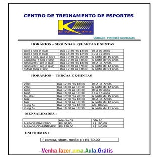 Horario e tabela de preços pinheiro...