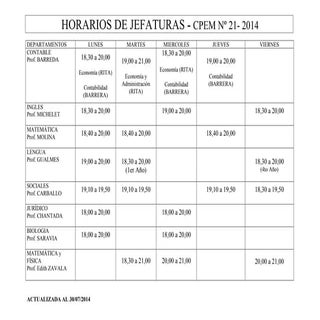 Horarios de jefaturas 2014