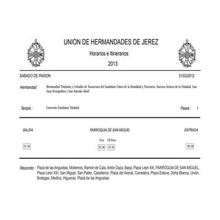 Horarios e itinerarios 2013