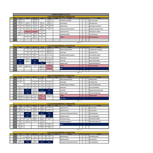 Horarios Semestre Febrero-Julio 2013 TEC Vallarta