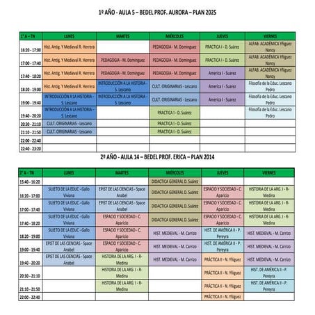 Comprehensive Academic Schedule for History and Education Programs | PDF