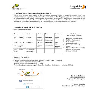 Horarios talleres (acuerdo compromiso)