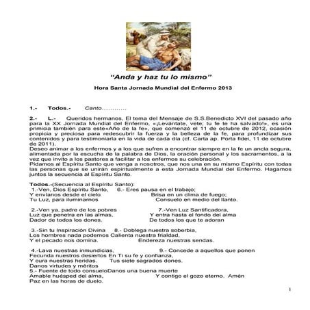 Hora santa para enfermos final 13 enero 2013