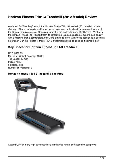 Horizon Evolve SG Compact Treadmill Review
