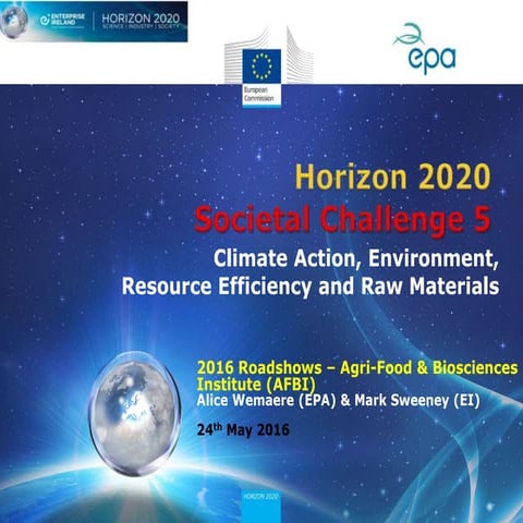 EPA Horizon 2020 SC5 Roadshow presentation - AFBI 24.05.16