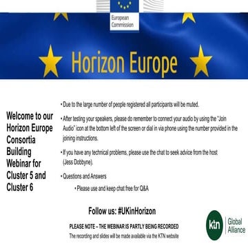 Horizon Europe - Cluster 5: Climate, Energy & Mobility & Cluster 6: Food, Bio...
